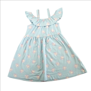 Picapino Sundress Light Blue with Pink Daisys  Size 4